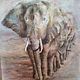 Painting pastel Elephants (taupe terracotta). Pictures. Pastelena. Online shopping on My Livemaster.  Фото №2