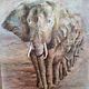 Картина пастелью Слоны (серо-коричневый терракотовый). Картины. Pastel (Бахматова Елена). Интернет-магазин Ярмарка Мастеров.  Фото №2