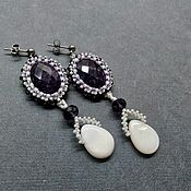 Украшения handmade. Livemaster - original item Long earrings with pendants. Amethyst, mother of pearl.. Handmade.