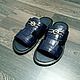Men's crocodile leather sandals, in blue, custom made!, Sandals, Tosno,  Фото №1