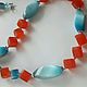 Бусы "Blue-Orange" (кошачий глаз). Бусы. Авторские украшения (Жанна). Интернет-магазин Ярмарка Мастеров.  Фото №2