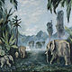 Elephants Jungle Oil Painting, Pictures, Moscow,  Фото №1