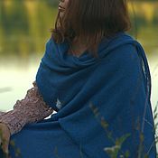 Аксессуары handmade. Livemaster - original item Stole scarf knitted from kid mohair blue stole for women. Handmade.