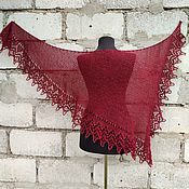Аксессуары handmade. Livemaster - original item Bactus Scarf Openwork Shawl With Knitting Needles Katerina Lingonberry. Handmade.