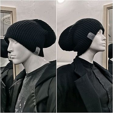 Ярмарка Мастеров - ручная работа Бини шапка ВиллеВало черная макси унисекс. Handmade.
