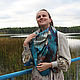 Платок шелковый "Красное вино...", голубая шаль. Платки. Мария Хабарова. Шарфы, платки. Ярмарка Мастеров.  Фото №5