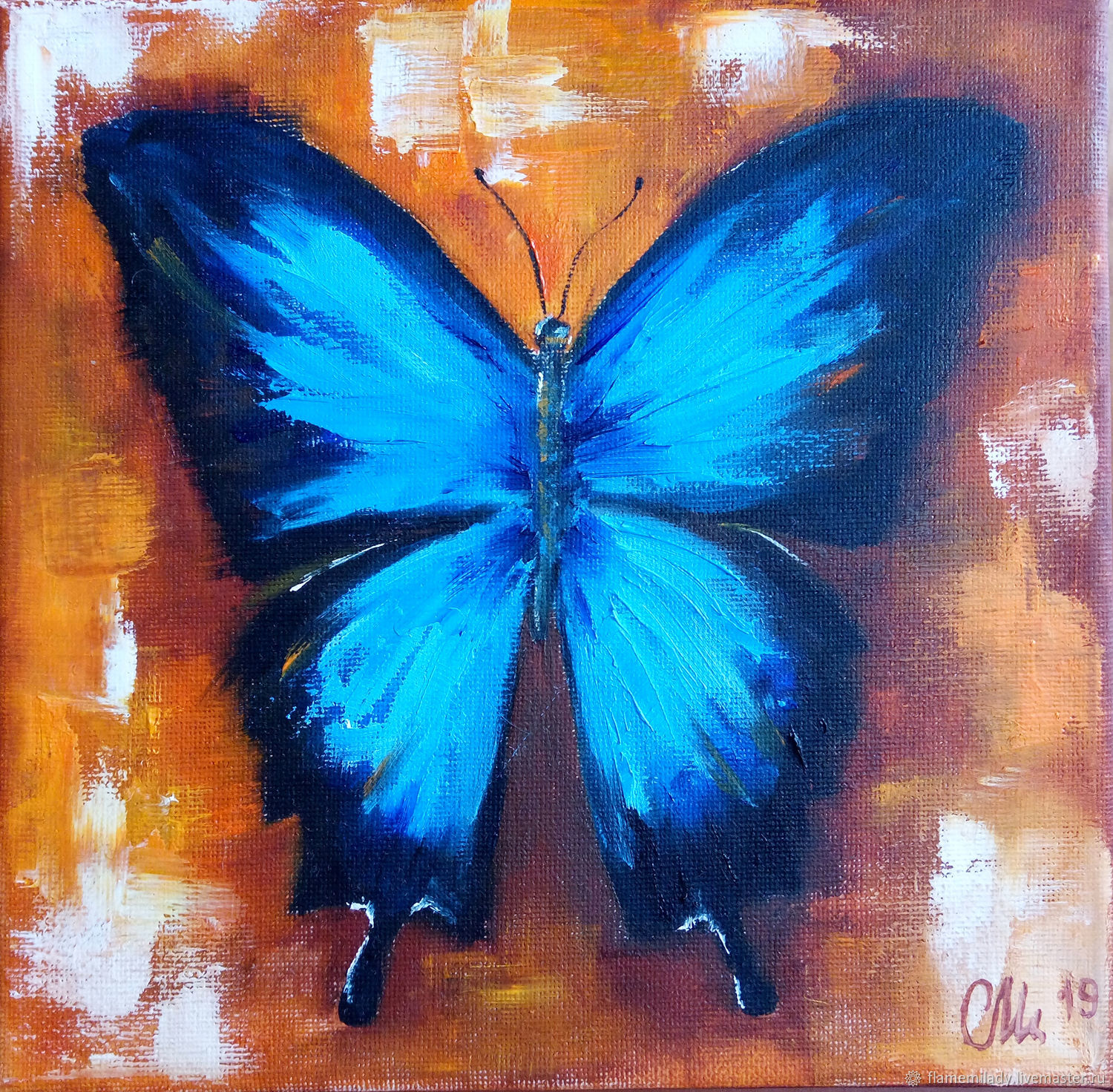 The Picture With The Butterfly Blue Butterfly Oil Painting Kupit Na Yarmarke Masterov Jueeucom Kartiny Ekaterinburg