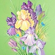 Картины и панно handmade. Livemaster - original item Painting Irises a gift to a woman mother. Handmade.