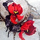 Украшение из кожи "Red очень red)))". Брошь-булавка. Инна Шкуропат. Ярмарка Мастеров.  Фото №4