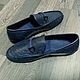 Men's moccasins, made of genuine ostrich leather, dark blue color. Moccasins. SHOES&BAGS. Online shopping on My Livemaster.  Фото №2