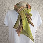 Аксессуары handmade. Livemaster - original item Felted on natural silk scarf stole kerchief Merino wool. Handmade.