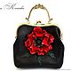 Black women's bag with flower on the clasp red poppy suede. Clasp Bag. flowersstyle (flowersstyle). Online shopping on My Livemaster.  Фото №2
