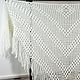 White Shawl 220*120 Crocheted Triangular with Tassels #022, Shawls, Nalchik,  Фото №1
