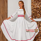 Одежда handmade. Livemaster - original item Dress festive in the floor Hope white with red. Handmade.