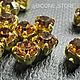 Smoked Topaz/gold,  Шатоны ss12 (3мм), Preciosa , 10 шт, Кристаллы, Москва,  Фото №1