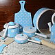 Набор  посуды для кухни "" Голубой с горохом.."", Мебель для кукол, Москва,  Фото №1