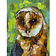 Painting with an owl - hardboard, oil. The picture with the bird, Pictures, Belgorod,  Фото №1