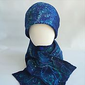 Аксессуары handmade. Livemaster - original item Hat scarf set female felted wool Galaxy. Handmade.
