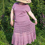Одежда handmade. Livemaster - original item Knitted cotton suit / Knitted Top / Knitted Fishnet skirt. Handmade.