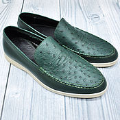 Обувь ручной работы handmade. Livemaster - original item Men`s loafers made of genuine ostrich leather, and genuine leather.. Handmade.