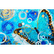 Картины и панно handmade. Livemaster - original item Painting Butterfly on a blue background interior. Handmade.