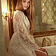 Короткий кружевной халат с шелковой подкладкой D4. Халаты. Apilat wedding dresses and lingerie. Ярмарка Мастеров.  Фото №5
