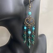 Украшения handmade. Livemaster - original item Earrings for jewelry with turquoise, earrings long gift for a woman to buy. Handmade.