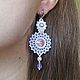 Order Violet in white earrings with Swarovski crystals. biser-Mily. Livemaster. . Earrings Фото №3