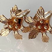 Винтаж: Редкие КРУПНЫЕ Советские золотые серьги с алмазной гранью СССР 583