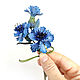 Flower brooch made of Cornflower leather. Brooches. natalya-4 (natalya-4). Online shopping on My Livemaster.  Фото №2