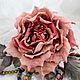 Брошь Скарлет, роза из шёлка, цветок из ткани, цветы, Брошь-зажим, Новосибирск,  Фото №1