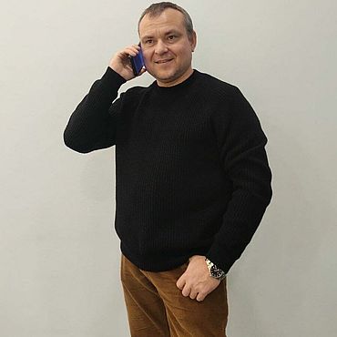Мужская одежда ручной работы. Ярмарка Мастеров - ручная работа Черный свитер из мериноса. Handmade.
