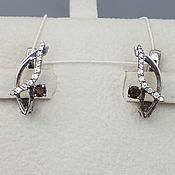 Украшения handmade. Livemaster - original item Silver earrings with 3 mm rauchtopaz and cubic zirconia. Handmade.