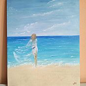 Painting sea Sunset oil