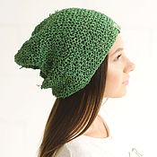 Аксессуары handmade. Livemaster - original item Beanie hat made of hemp, light green #022. Handmade.