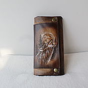 Сумки и аксессуары handmade. Livemaster - original item Leather wallet with engraving and painting to order for Olga.. Handmade.