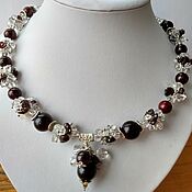 Украшения handmade. Livemaster - original item Garnet necklace And Rhinestone 