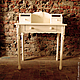 Elegant white drawer on turned legs. Made of natural wood. Hand-carved in the shape of a medallion in the center and delicate patterns on the legs gives the Secretary the individuality and nobility. S