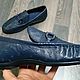 Men's moccasins, made of genuine ostrich leather, dark blue color. Moccasins. SHOES&BAGS. My Livemaster. Фото №4