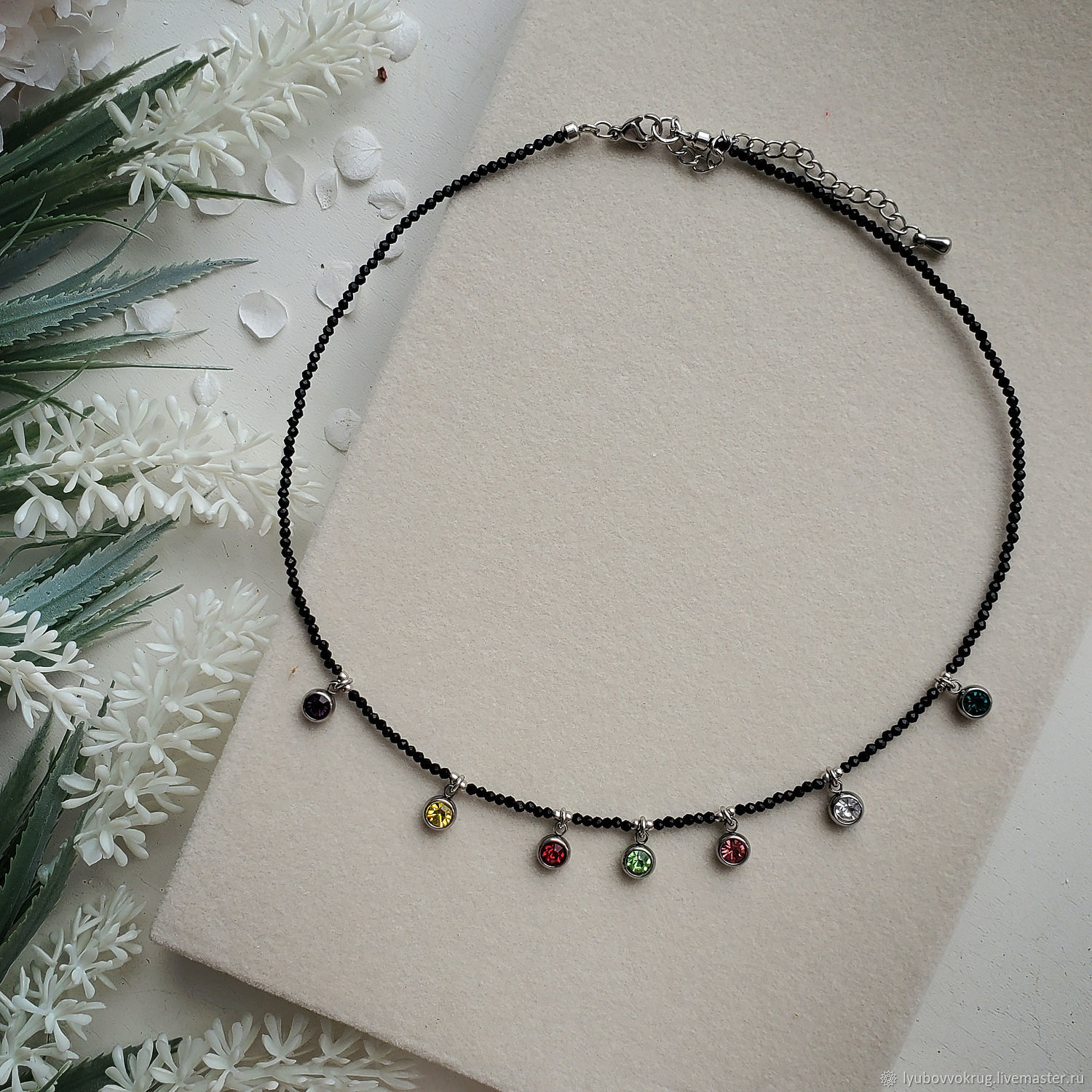 Колье чокер черный на шею из шпинели с кристаллами на заказ в интернет-магазине Ярмарка Мастеров по цене 1750 ₽ – WPKE4RU | Чокер, Смоленск - доставка по России