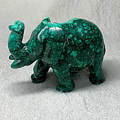 Статуэтка слона из малахита натурального