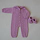 Order Pink knitted jumpsuit with hood and booties. 4 children-baby. Livemaster. . Overall for children Фото №3
