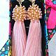 Order Drop pink beaded and silk brush earrings. elena (luxus-stil). Livemaster. . Tassel earrings Фото №3