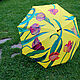 Order Yellow Umbrella with hand-painted Tulips yellow painted umbrella-walking stick. UmbrellaFineArt. Livemaster. . Umbrellas Фото №3