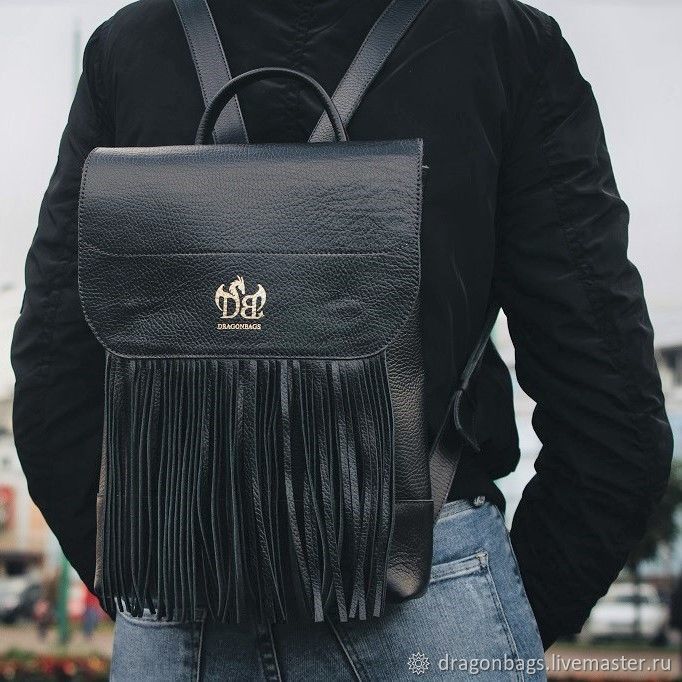 Women's leather backpack 'Lotus' (Black), Backpacks, Yaroslavl,  Фото №1