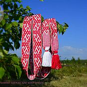 Русский стиль handmade. Livemaster - original item Makosh belt white and red. Handmade.