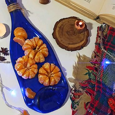 Посуда ручной работы. Ярмарка Мастеров - ручная работа Art синяя тарелка. Стекло.. Handmade.