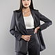 Women's suit with trousers satin silk dark graphite, Suits, Stavropol,  Фото №1
