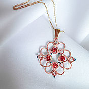 Украшения handmade. Livemaster - original item Pendant with carnelian stone, flower pendant openwork braided. Handmade.