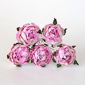 Материалы для творчества handmade. Livemaster - original item Paper flowers for scrapbooking ranunculus pink and white, 1pc.. Handmade.